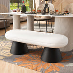 Walker Edison | Upholstered Bench Beige Stool Top and Black Iron Legs Thumbnail