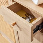 Walker Edison | Rattan Minimalist Entryway Storage Shoe Cabinet Thumbnail