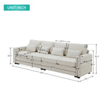 Walker Edison | Linen Fabric 104" 4-Seater Sofa with Storage Thumbnail