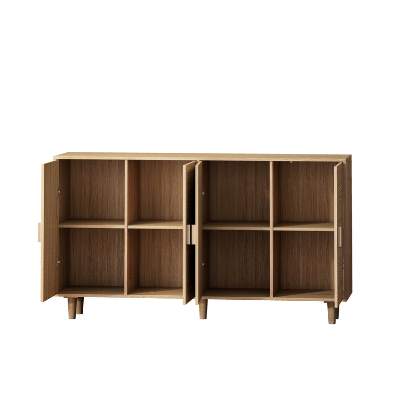 Walker Edison | Modern 4-Door Rattan Storage Sideboard TV Stand