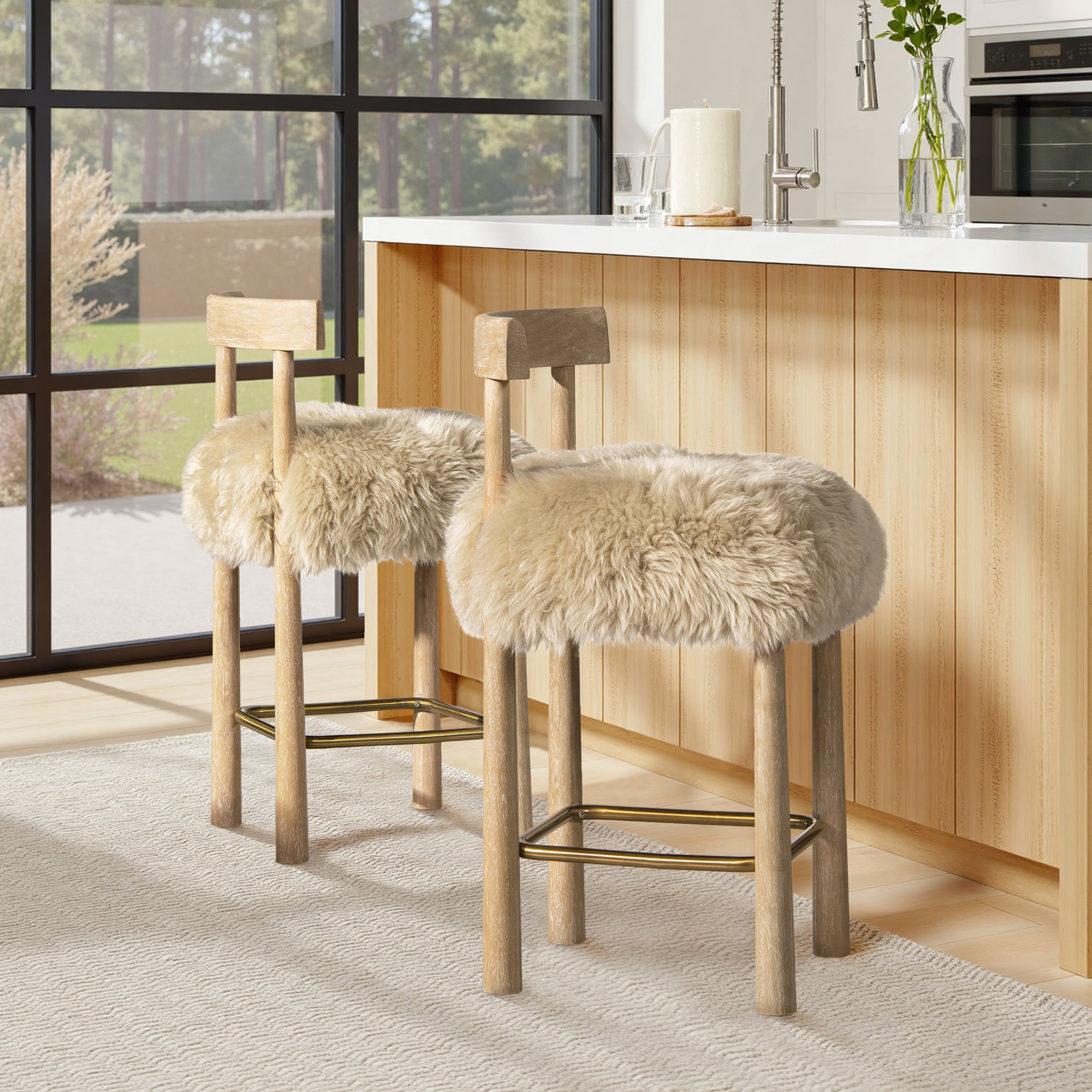 Arden 27.5 Genuine Fur Counter Height Bar Stool – Walker Edison