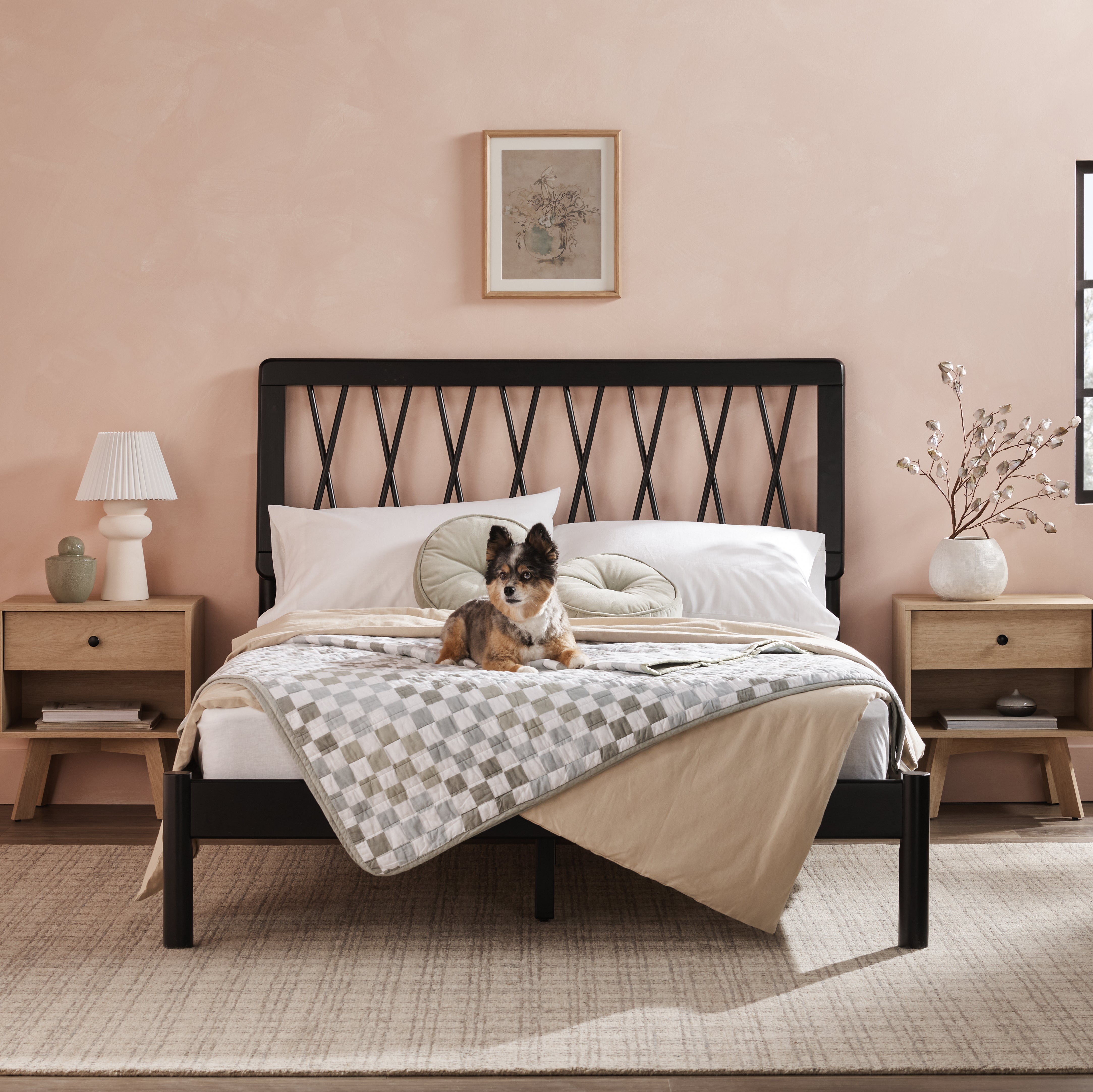 Cama X Spindle Mid-Century Modern Solid Wood Bed – Walker Edison
