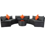 Walker Edison | Wicker Outdoor Sectional 6 Piece Patio Set with Storage and Pillows Thumbnail