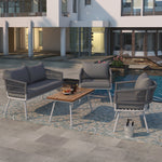 Walker Edison | 4-Piece Boho Rope Patio Chat Set Thumbnail