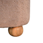 Walker Edison | Mocha Faux Fur Round Ball Footstool Thumbnail