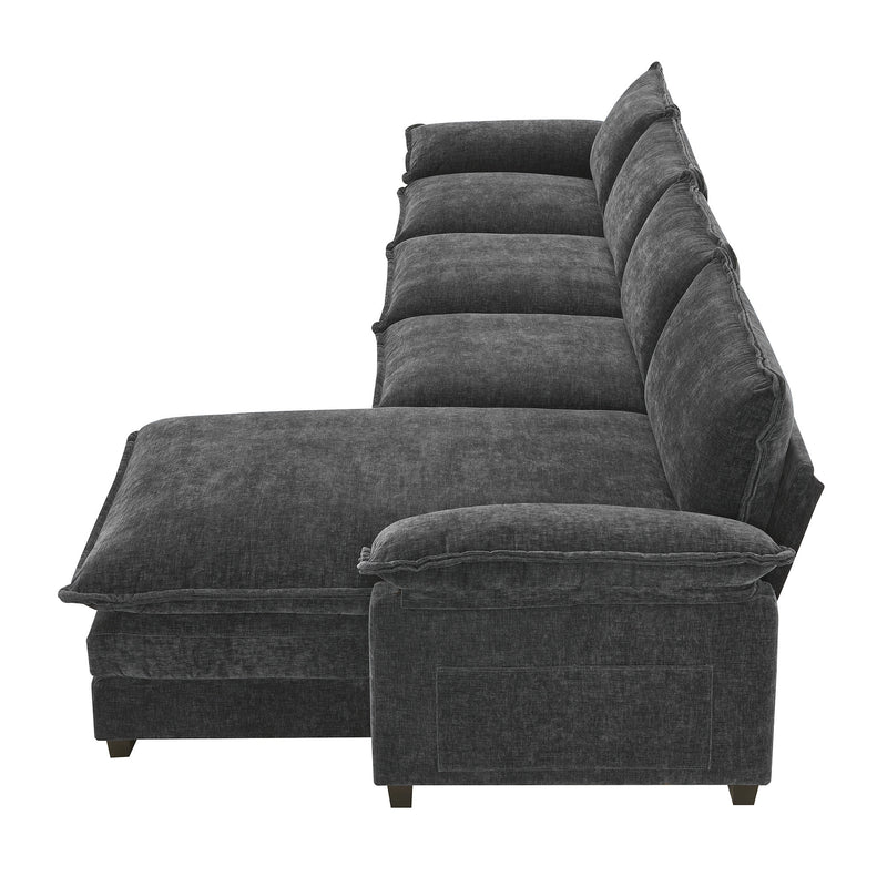 Walker Edison | Chenille Pillow Top Cloud L-shape Sectional Sofa with Chaise Lounge