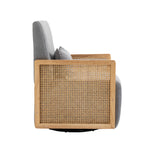 Walker Edison | Linen Swivel Barrel Club Rattan Chair with Pillow Thumbnail