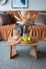 Walker Edison | Rattan Teak Coffee Table Thumbnail