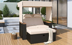 Walker Edison | Outdoor Patio 2-Piece Rattan Chairs and Bench Roof Set Thumbnail