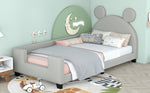 Walker Edison | Twin Size Faux Leather Daybed with Cartoon Ears Shaped Headboard Thumbnail