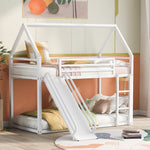 Walker Edison | Twin over Twin House Bunk Bed with Ladder and Slide Thumbnail