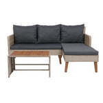 Walker Edison | Wicker Weather Proof 3 Piece Patio Sectional Chat Set Thumbnail