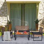 Walker Edison | Outdoor Wicker 4-Piece Patio Furniture Set Thumbnail