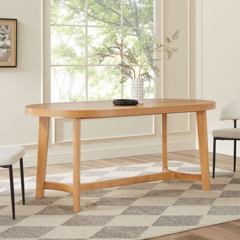 Nash Modern Farmhouse Rustic Solid Oak Wood Oval Dining Table