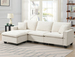 Walker Edison | Modern Cloud Sectional L Shape Couch w Ottoman Thumbnail