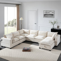 Oversized Modular Chenille Sectional Sofa with Movable Storage Ottoman