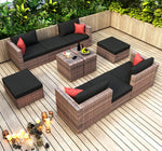 Walker Edison | 10 Pieces Modular Outdoor Patio Sectional Conversation Sofa Set Thumbnail