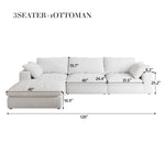 Walker Edison | Cloud Modular Sectional Sofa with Storage Ottoman Thumbnail