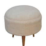 Walker Edison | Cream Boucle Rounded Footstool Thumbnail