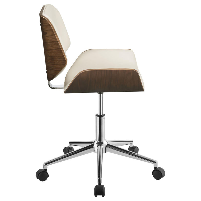 Walker Edison | Ecru and Walnut Swivel Office Chair