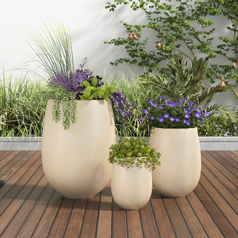 Modern Lightweight Round Outdoor Indoor Patio Planter Set of 3 – Walker  Edison