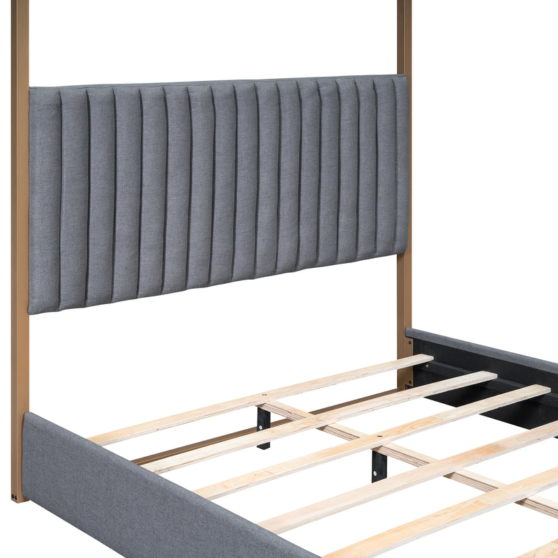 Walker Edison | Upholstered Canopy Platform Bed