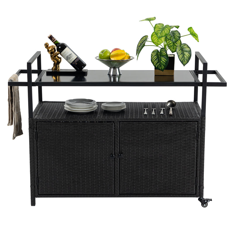 Walker Edison | Outdoor Wicker Bar Cart