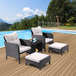 Walker Edison | All Weather Rattan 5 Piece Outdoor Patio Furniture Set Thumbnail