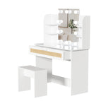 Walker Edison | Rattan Vanity Desk Set with Stool Thumbnail