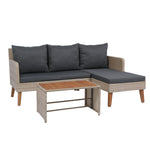 Walker Edison | Wicker Weather Proof 3 Piece Patio Sectional Chat Set Thumbnail