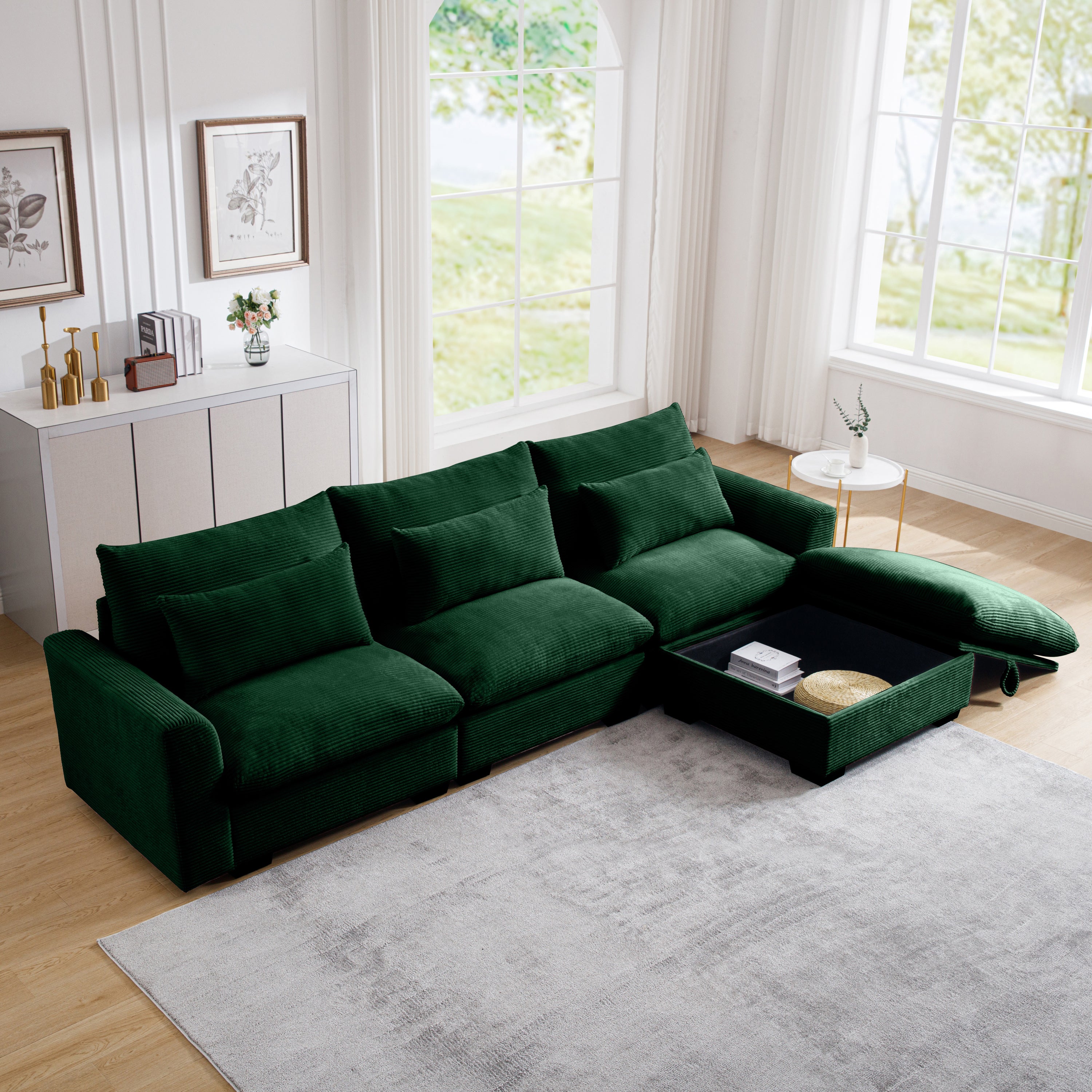 Walker Edison Corduroy Sectional Sofa - Thumbnail 2
