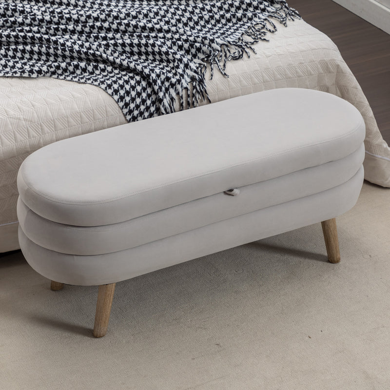 Walker Edison | Grey Velvet Storage Bench