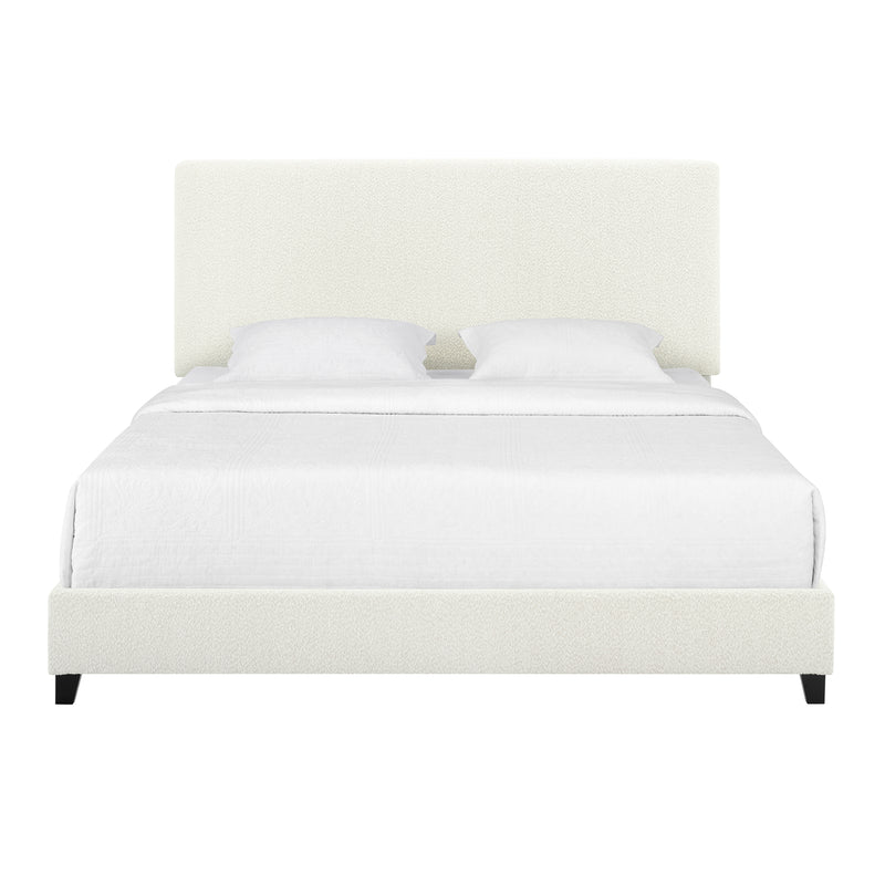 Walker Edison | King Size White Boucle Upholstered Platform Bed