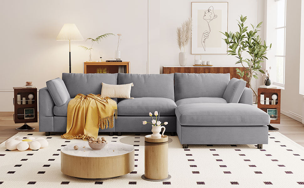 Walker Edison Grey Convertible Sectional Sofa