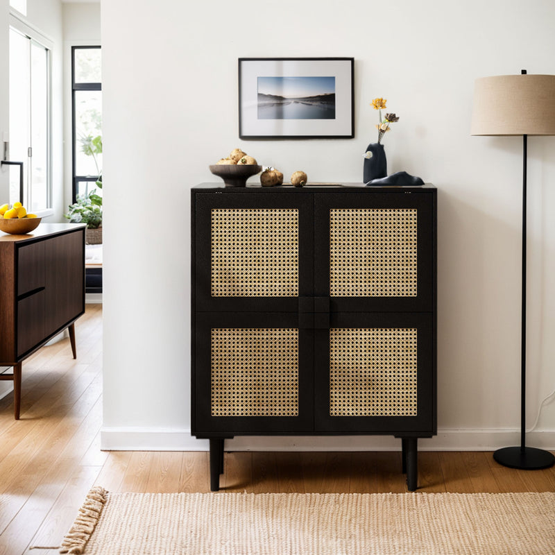 Walker Edison | Modern Rattan Mesh Storage Cabinet