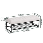 Walker Edison | Shoe Rack Bench with White Sherpa Cushion Thumbnail