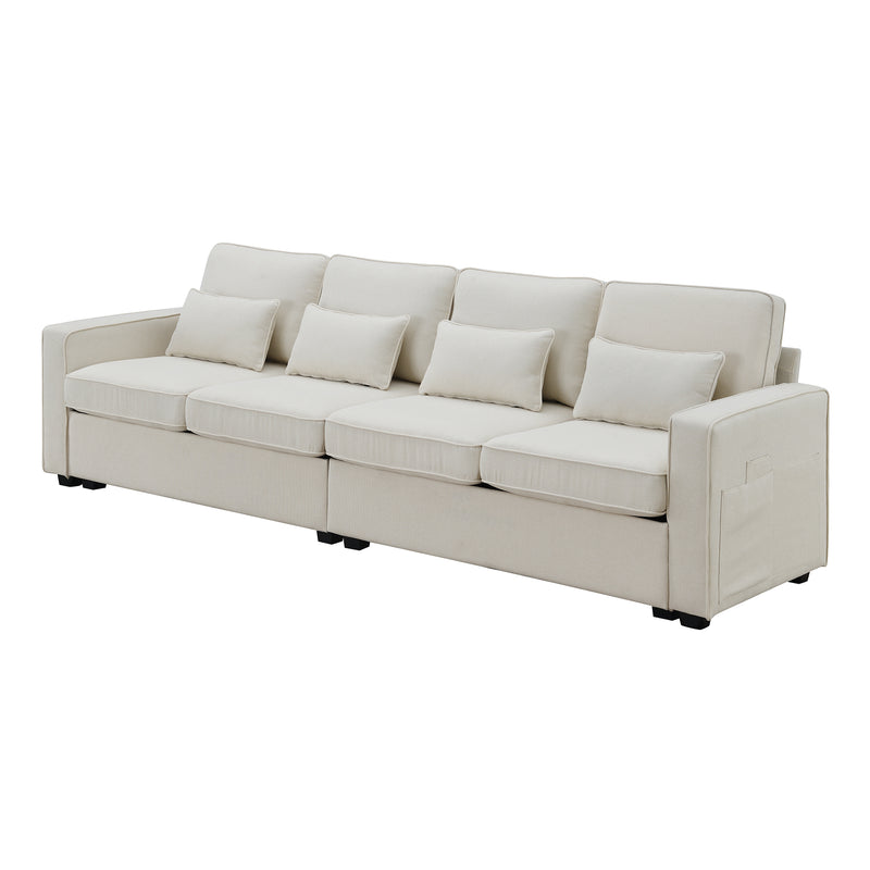 Walker Edison | Linen Fabric 104" 4-Seater Sofa with Storage