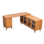 Walker Edison | Modern L-shaped 66" Desk with Storage Thumbnail