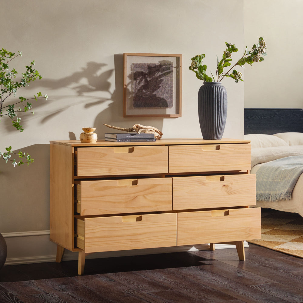 Sloane Mid Century Modern 6 Drawer Solid Wood Dresser