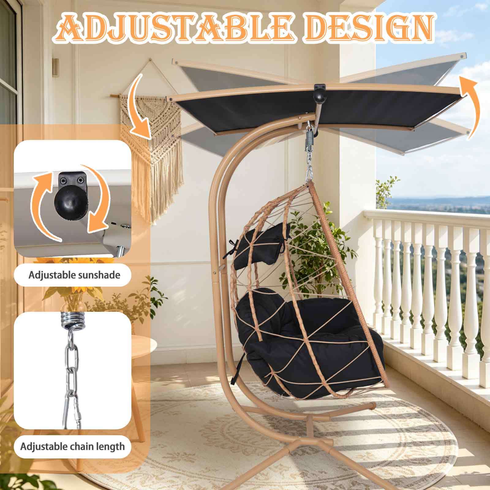 Walker Edison Wicker Hanging Egg Chair - Thumbnail 5
