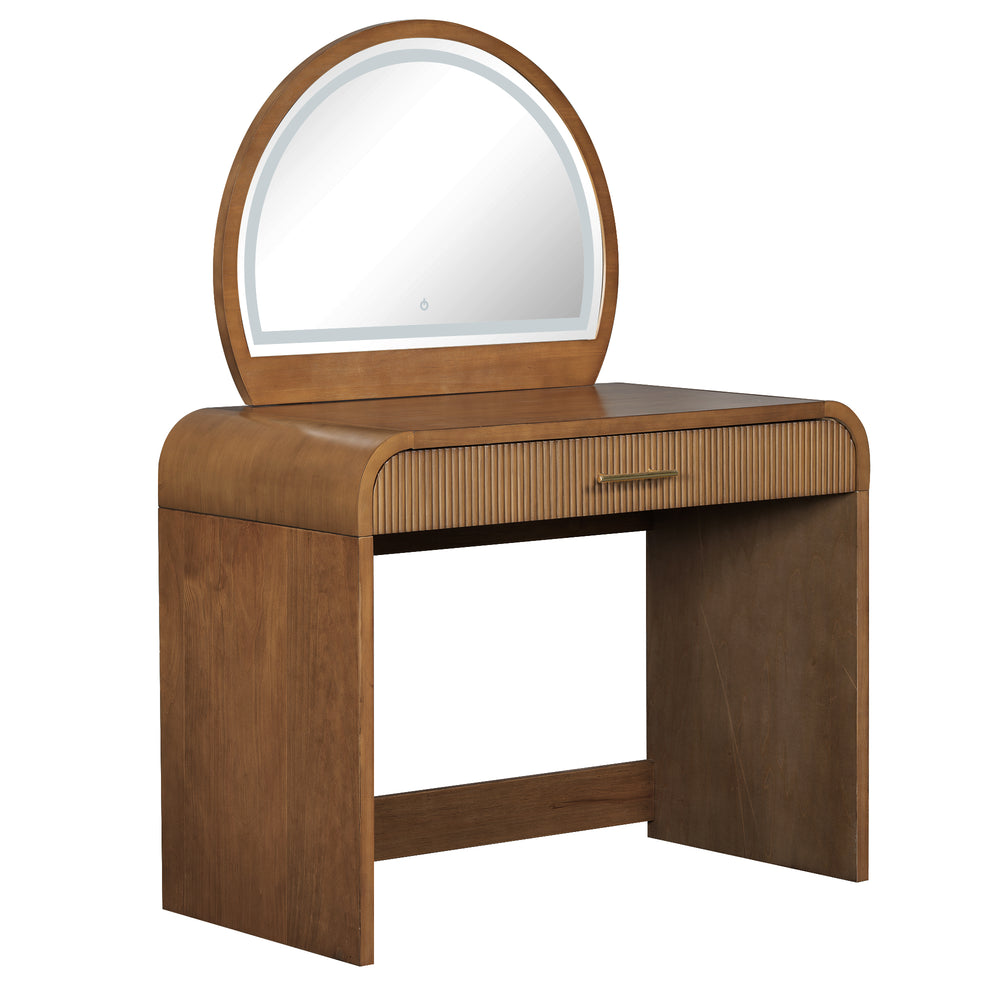 Ikea Makeup Vanity Modern Bathroom Vanity Chair Modern Reeded Curve Design  Makeup Vanity Table Brown For Women