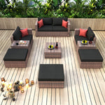 Walker Edison | 10 Pieces Modular Outdoor Patio Sectional Conversation Sofa Set Thumbnail