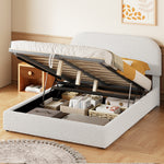 Walker Edison | Teddy Full Size Upholstered Platform Bed with Hydraulic Storage Thumbnail