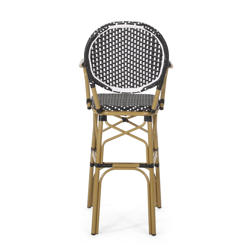 Walker Edison | Outdoor Wicker French Barstools, Set of 2