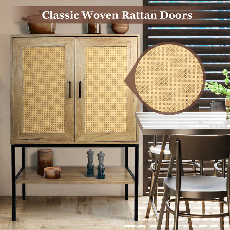 Walker Edison | Rattan Doors Storage Cabinet