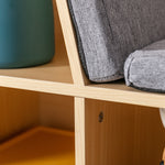 Walker Edison | Modern 6 Cubby Natural Wood Reading Nook Bench Thumbnail