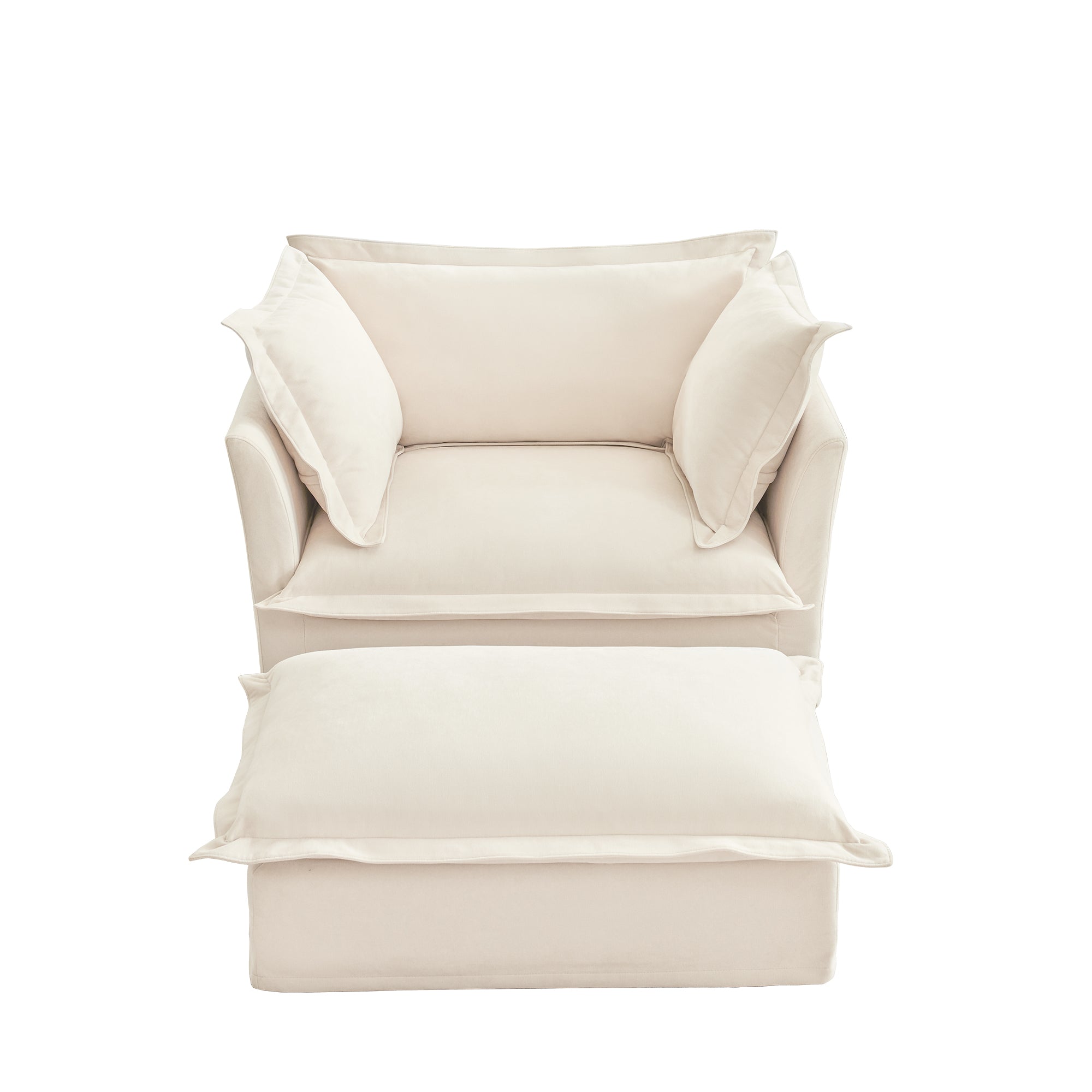 Walker Edison Accent Chair with Ottoman - Thumbnail 5