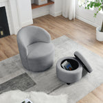 Walker Edison | Swivel Barrel Accent Chair with Ottoman Thumbnail