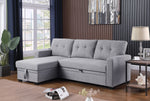 Walker Edison | Linen Pull Out Sectional Sofa with Storage Chaise Thumbnail