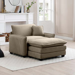 Walker Edison | Cloud Deep Sofa Chair With Ottoman Thumbnail